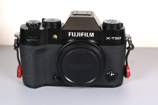 Fujifilm X-T50 Mirrorless Camera with Extras (Grip, Wrist Strap, and Flash)